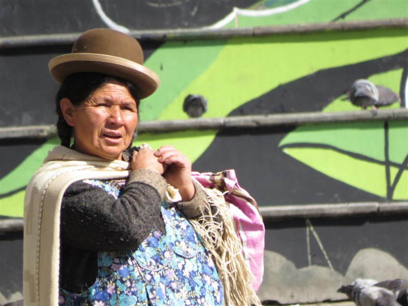 Aymara women. TV News presenter wore identical hat