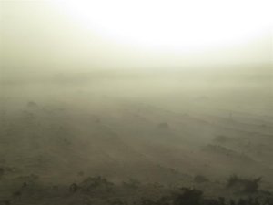 Dust storm from train