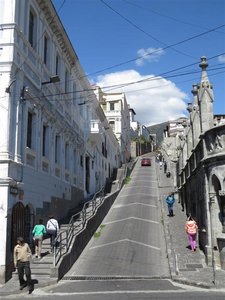 Typical Quito street - lots of steps.