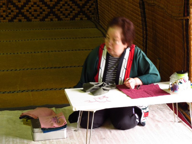 Demonstration of embroidery.