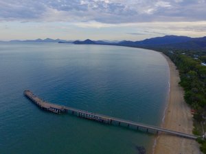 Palm Cove from a drone, Chris &amp; Beverley on beach