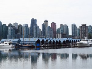 Vancouver skyline with boat sheds.