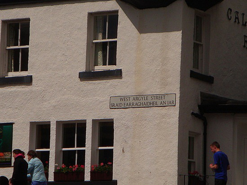 Gaelic translation road sign in Ullapool, Scotland