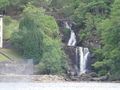 waterfall next to hotel along Loch Lomond 