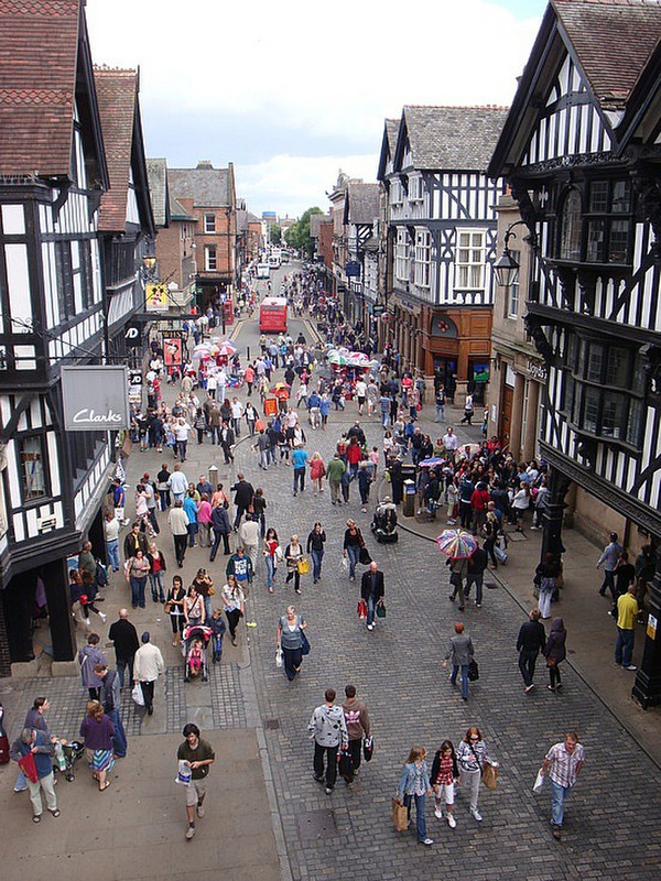 looking down from Clock tower in Chester, England