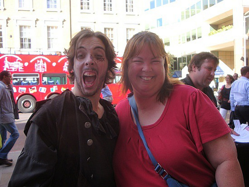 Malinda with actor at London Dungeon Experience