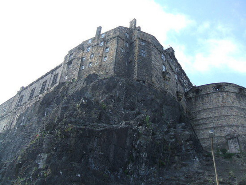 Looking up at Edinburgh Castle