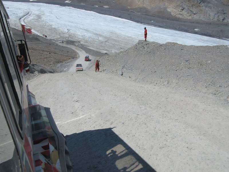 Ice Bus Decends onto Ice Field