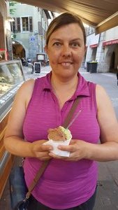 Caroline with ice cream in Annecy