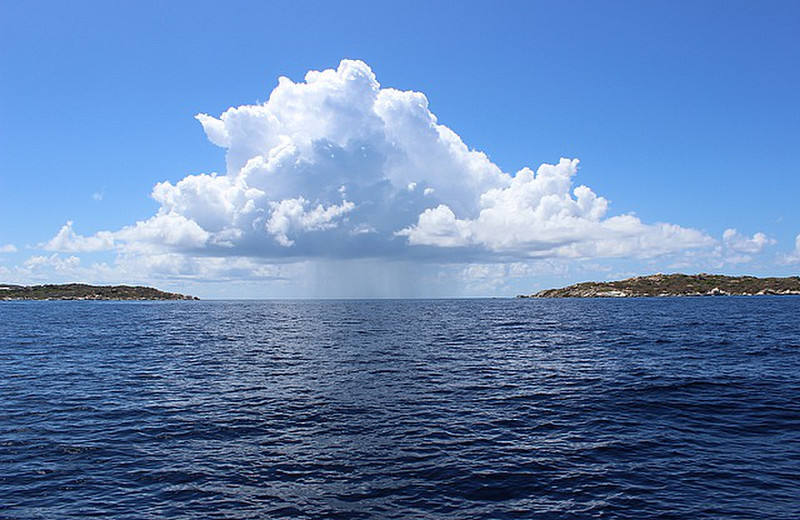 Rain cloud between islands