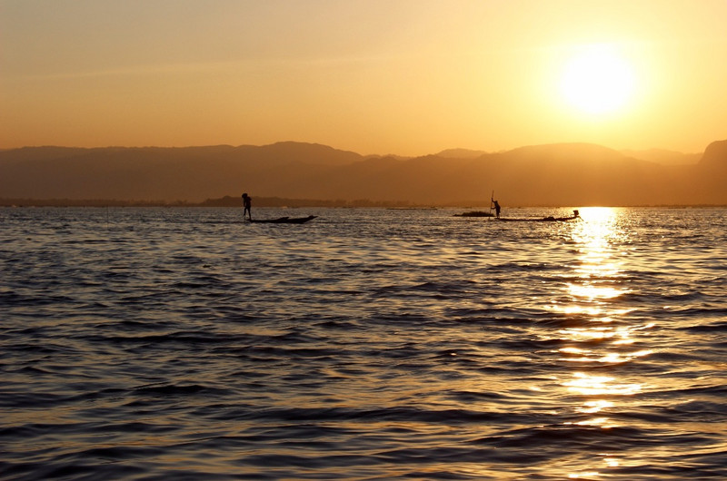 Fishermen at sunset