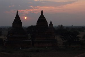 Sunrise over pagodas