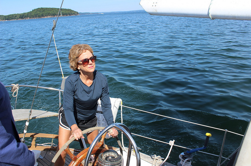 Sheila at the helm
