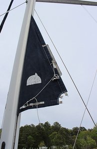 The end of the mainsail, minus clew cringle