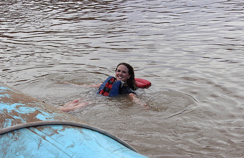 Swimming off the raft