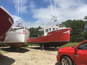 Lobster boats in storage after season ends