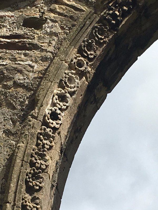 Intricate stonework on the arch