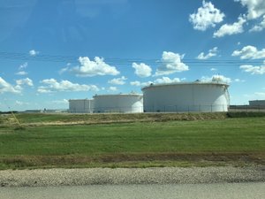 Oil storage tanks close to Williston, ND