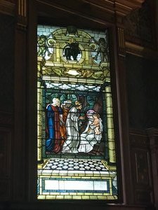 One of several stained glass windows in private chapel 