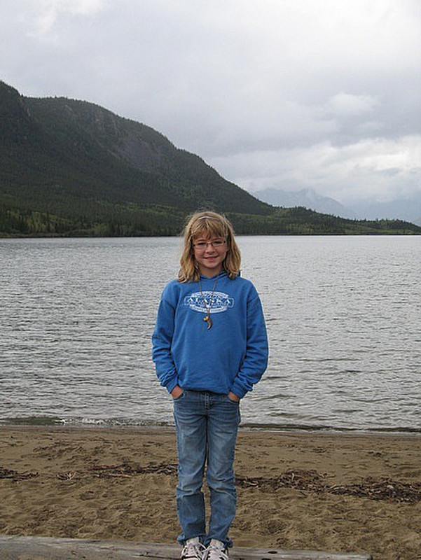 Anna at a small beach in Carcross