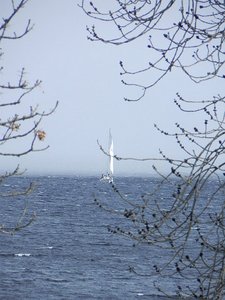 Sailboat About to be Overcome by Snow Squall