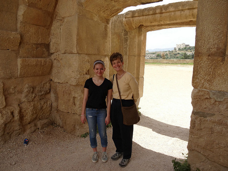 K and Anna in Jerash, at Entrance to Hippodrome