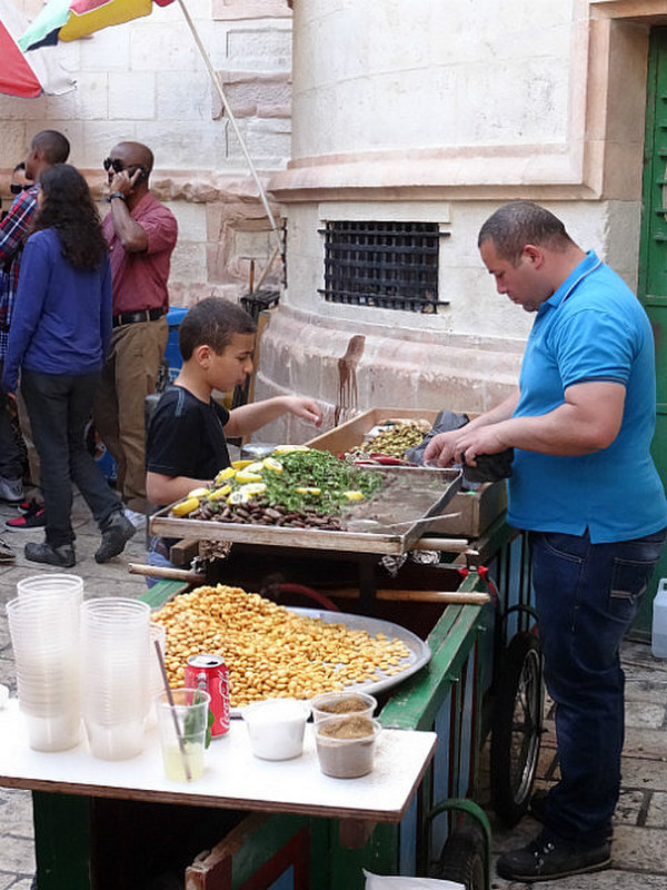 Selling fava beans neear Church of Holy Sepulchre