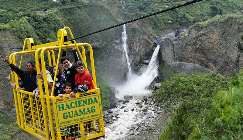 Tram over waterfalls