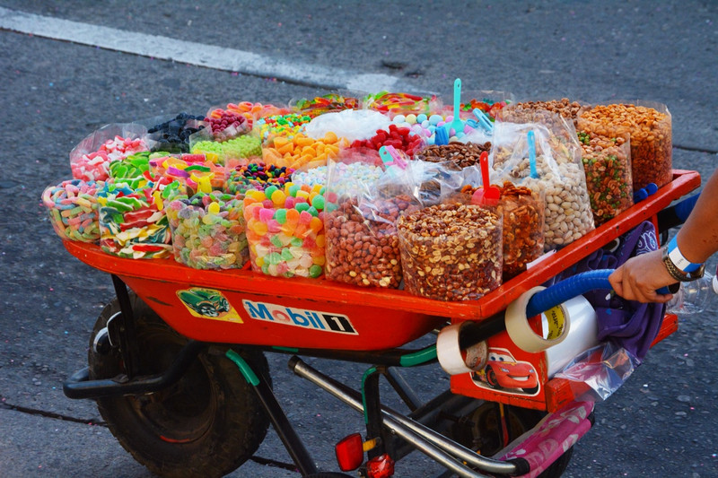 Wheel barrow candy cart
