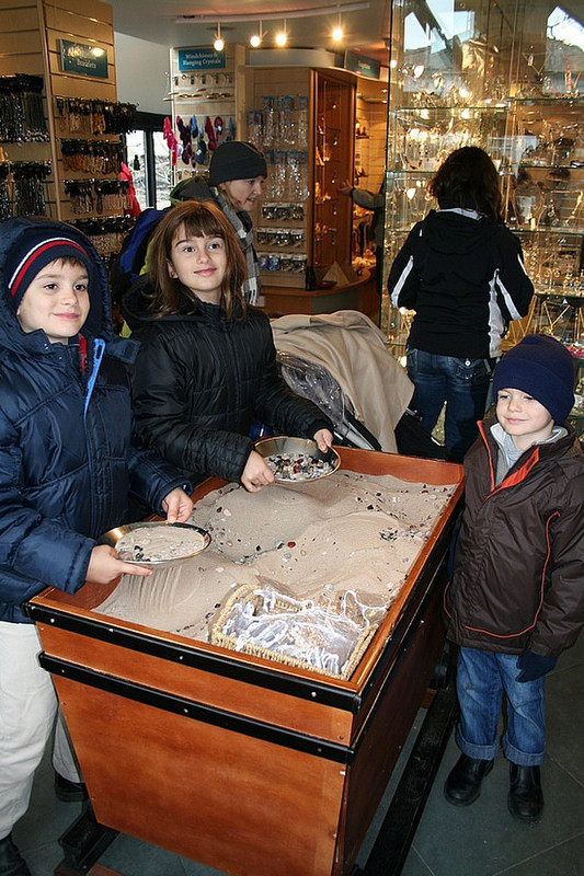 Panning for stones at the Dinosaur Shop