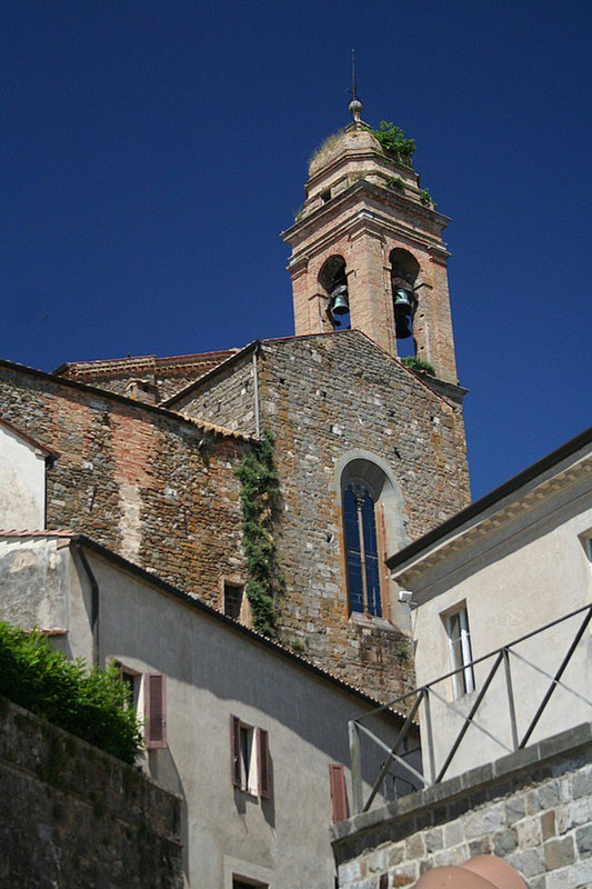 The church at Montalcino, growing trees 