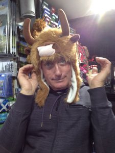 Clint trying on the hats!