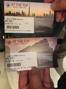 Our tickets for Burj Khalia