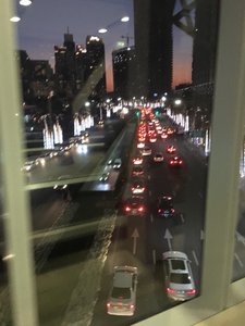 Traffic starting to build,near Burj Khalifa