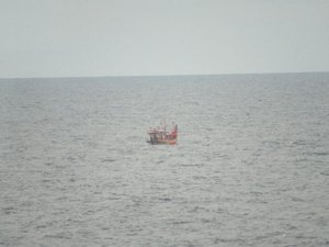 Small boat out on the open sea