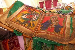 Ancient holy book in new cathedral