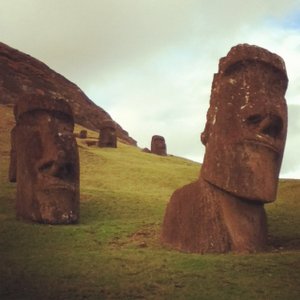 The famous buried Moai of Rano Raraku