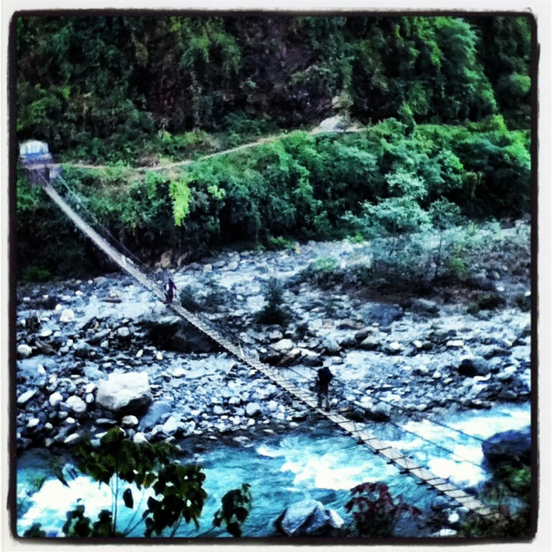Crossing the Modi Khola River