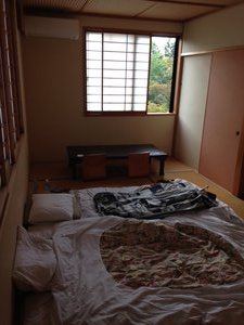 Our Ryokan, sleeping on futons on tatami mats