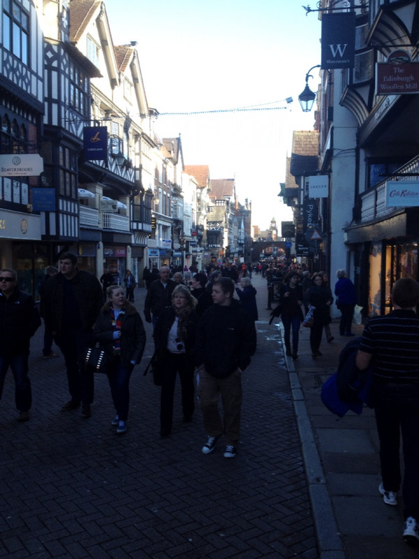 Saturday afternoon shoppers in Chester 