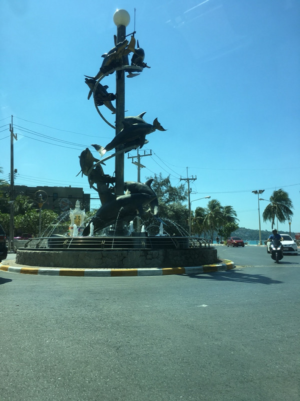 Monument in centre of road at Patong Beach
