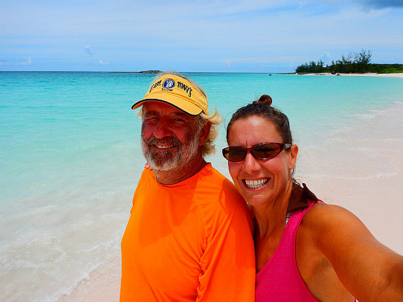 on the old Club Med pink sand beach 