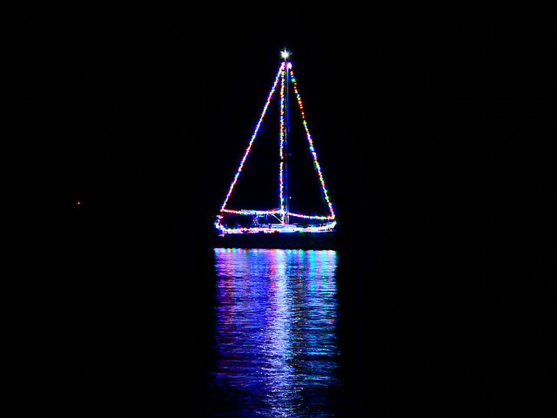 Festive cruisers in the harbour.