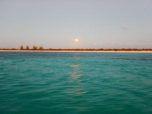 Full moon rising. Atwood Harbour, Acklin Isl. 