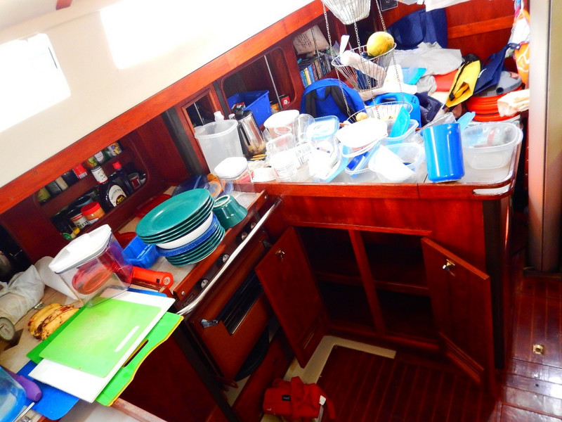 Emptying out more cupboards. Geez, a lot of dishes
