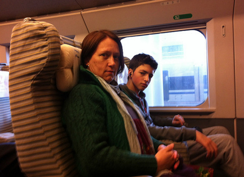 Matt and me on the fast train