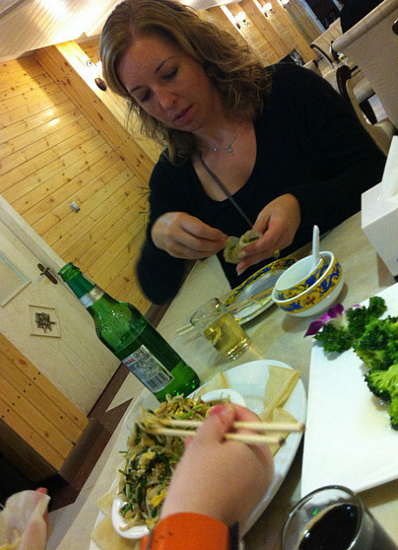 Kelli eating Chinese.