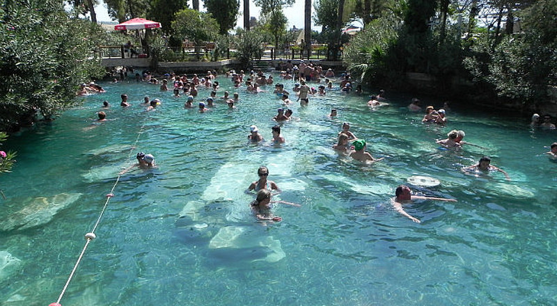 Swimmers in the hot springs