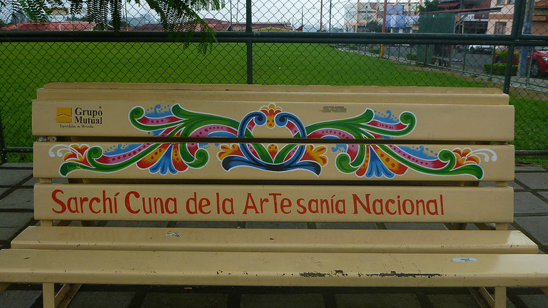 Decorated park bench