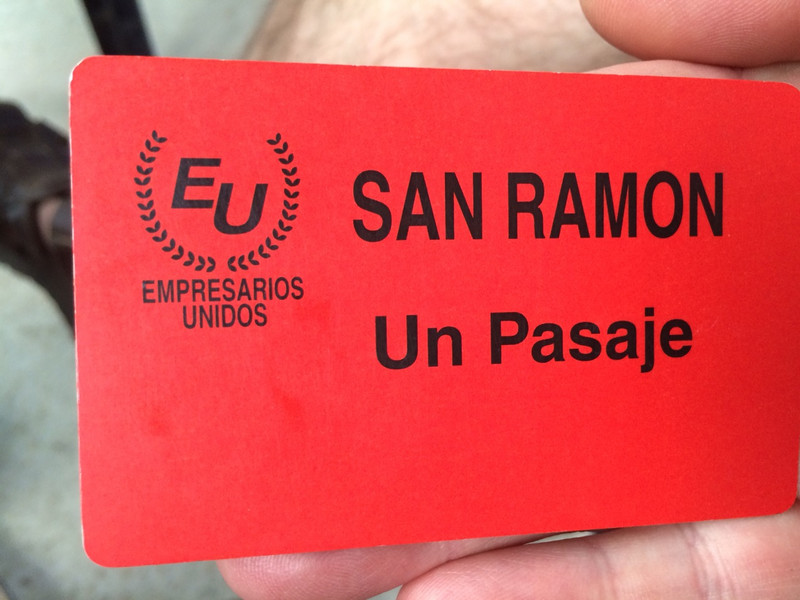 Bus ticket: San Ramon to Alajuela